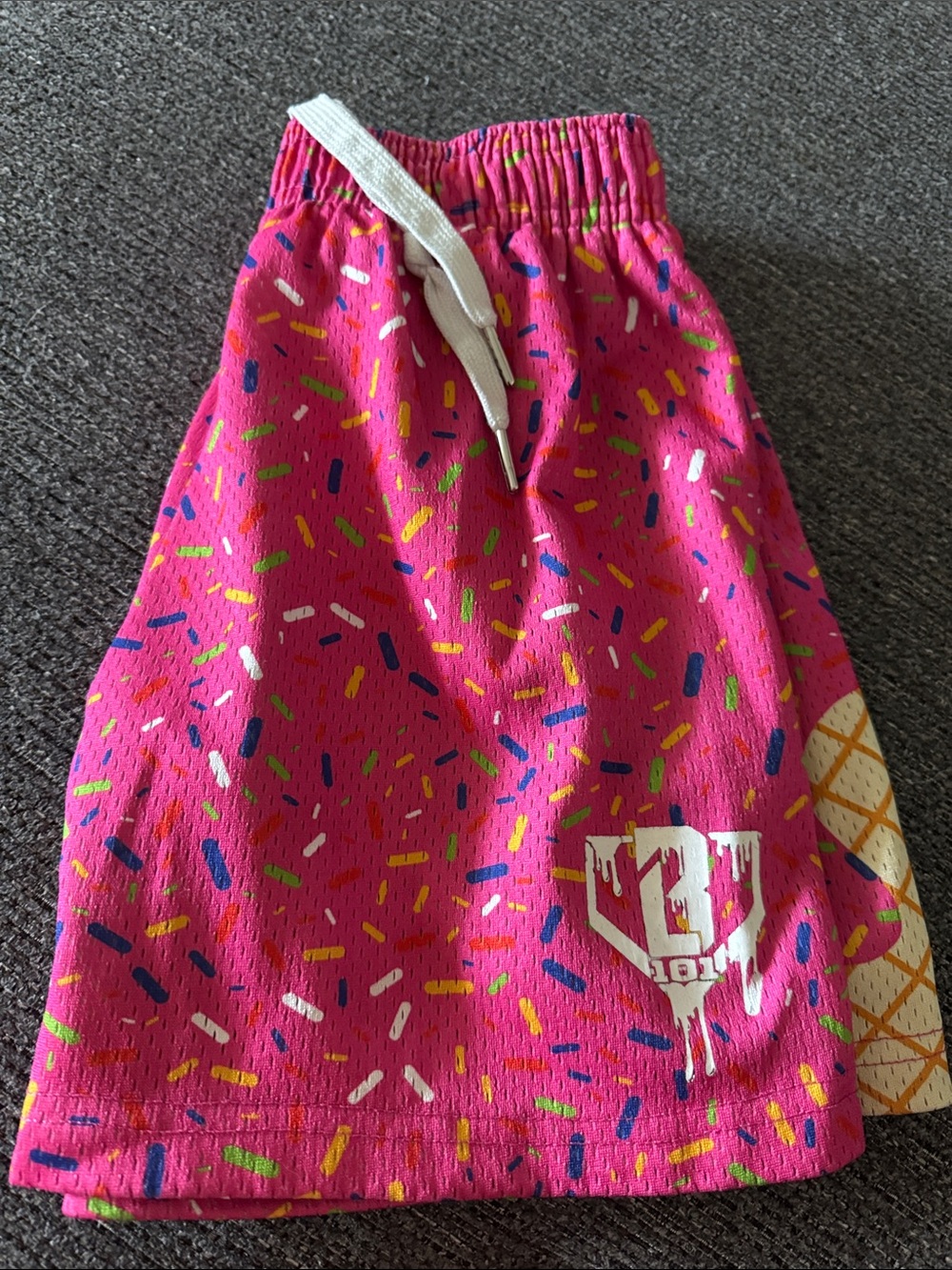 Baseball Lifestyle 101 Pink Sprinkle Print Drawstring Shorts